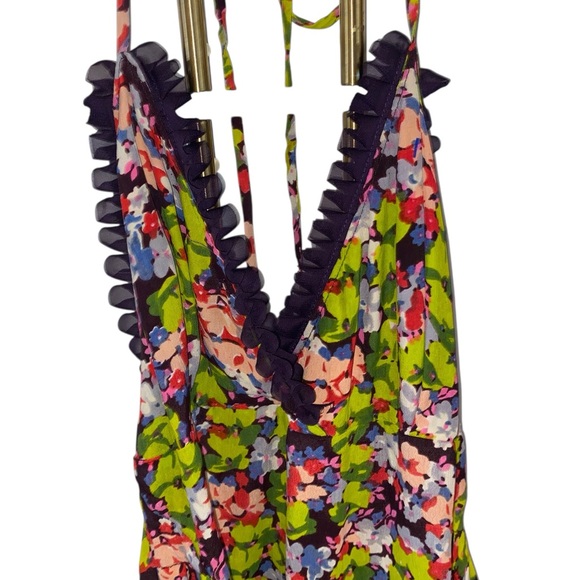 FP One Free People Green Purple High low Floral Halter Maxi special occasion - Picture 6 of 16